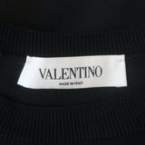 Valentino Taffeta-Sleeve Top Black Knit Size Medium