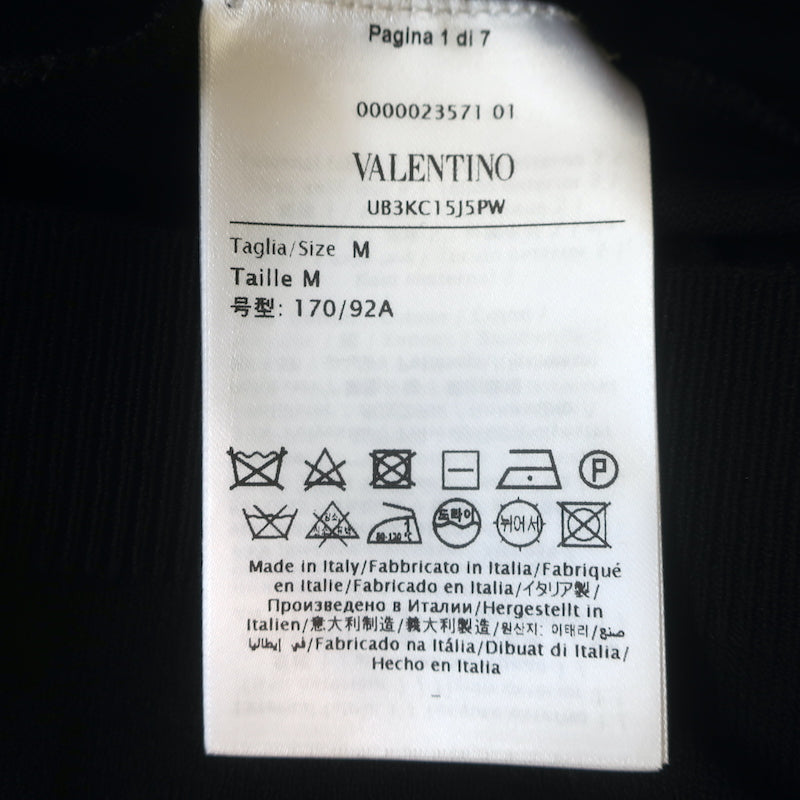 Valentino Taffeta-Sleeve Top Black Knit Size Medium