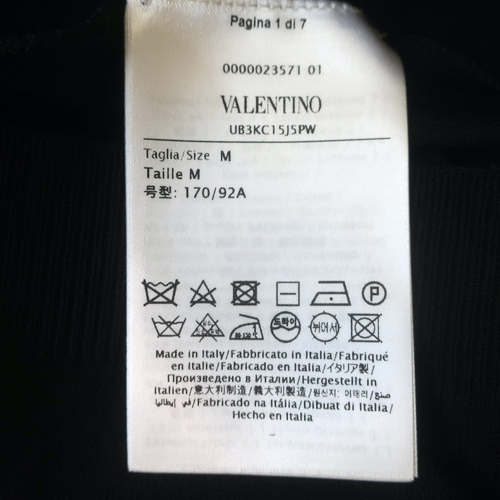 Valentino Taffeta-Sleeve Top Black Knit Size Medium