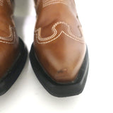 GANNI Embroidered Western Boots Brown Leather Size 39