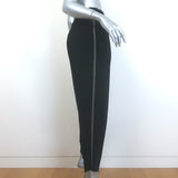 Brunello Cucinelli Monili Side-Stripe Ribbon Tie Pants Black Crepe Size 42