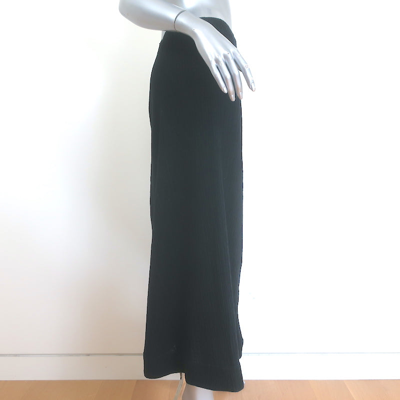 Jil Sander A-Line Midi Skirt Black Crinkled Stretch Cotton Size 34