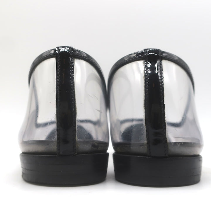 Chanel 10B CC Cap Toe PVC &amp; Patent Leather Ballet Flats Clear/Black Size 39
