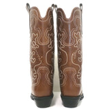 GANNI Embroidered Western Boots Brown Leather Size 39