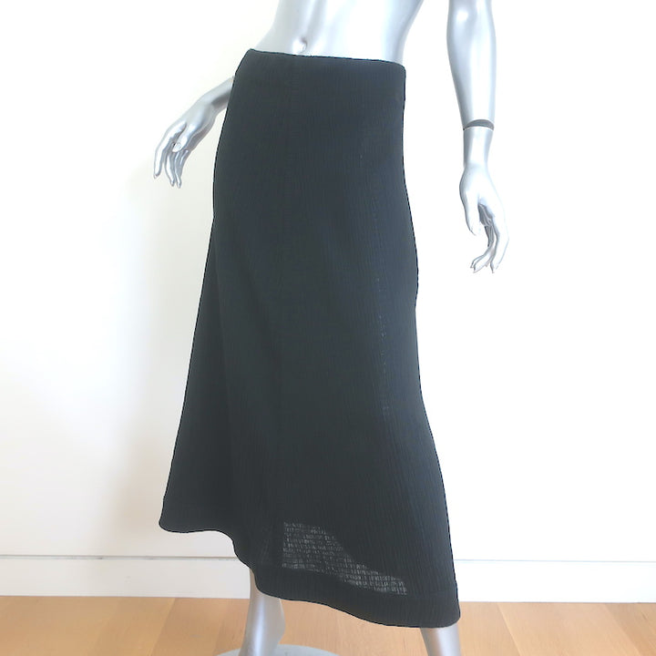 Jil Sander A-Line Midi Skirt Black Crinkled Stretch Cotton Size 34