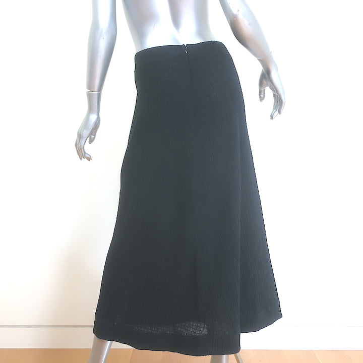 Jil Sander A-Line Midi Skirt Black Crinkled Stretch Cotton Size 34