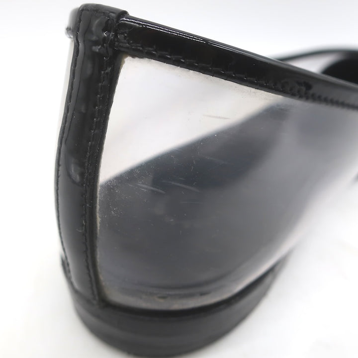 Chanel 10B CC Cap Toe PVC &amp; Patent Leather Ballet Flats Clear/Black Size 39