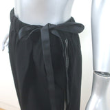Brunello Cucinelli Monili Side-Stripe Ribbon Tie Pants Black Crepe Size 42