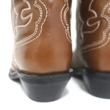 GANNI Embroidered Western Boots Brown Leather Size 39