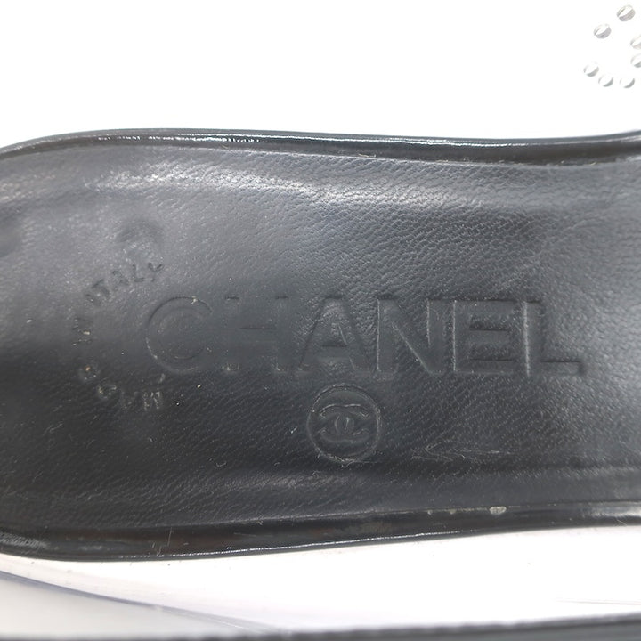 Chanel 10B CC Cap Toe PVC &amp; Patent Leather Ballet Flats Clear/Black Size 39