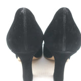 Miu Miu Bow Pumps Black Suede Size 38 Square Toe Heels