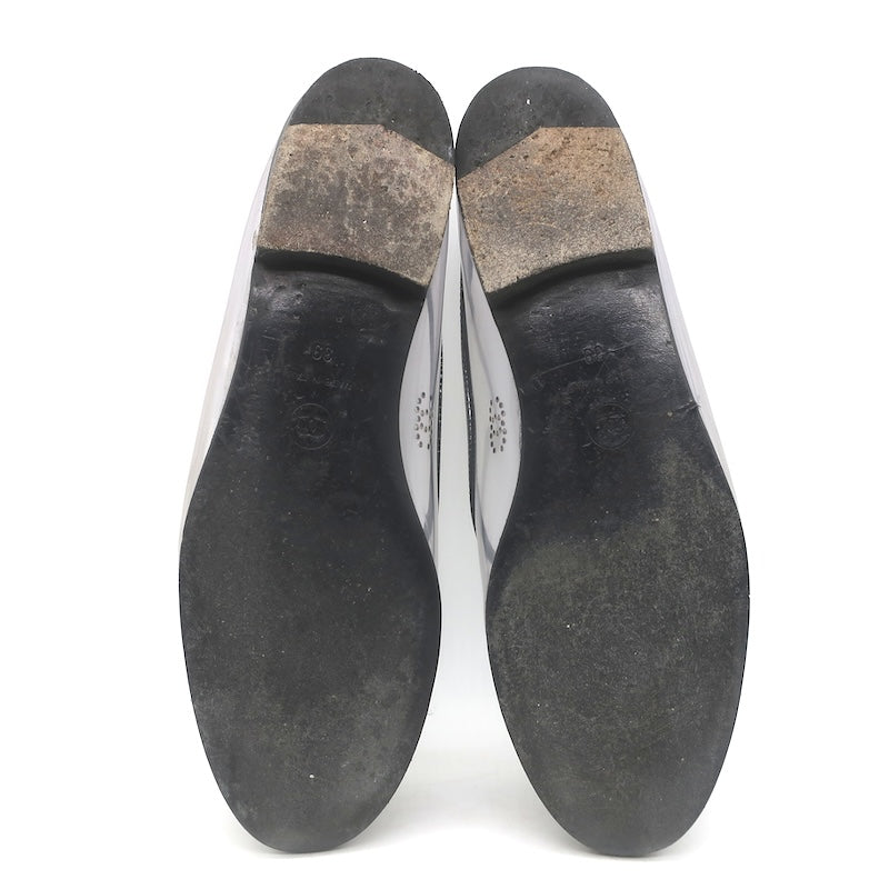 Chanel 10B CC Cap Toe PVC &amp; Patent Leather Ballet Flats Clear/Black Size 39