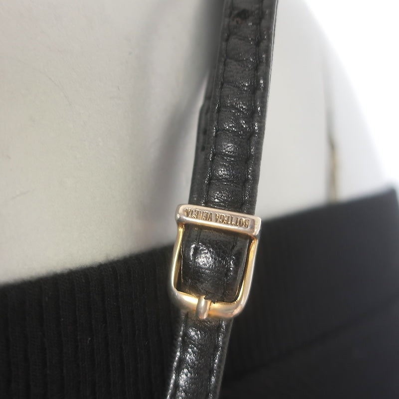 Vintage Bottega Veneta Intrecciato Tassel Mini Crossbody Bag Black Leather