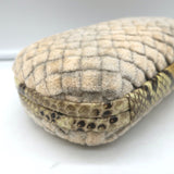 Bottega Veneta Box Knot Clutch Beige Intrecciato Velvet with Snakeskin Trim