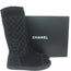 Chanel 12A CC Quilted Shearling Boots Black Suede Size 37.5 NEW