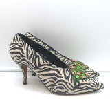 Dries Van Noten Jeweled Zebra Print Suede Pumps Size 39 Pointed Toe Heels