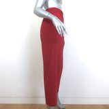 Brunello Cucinelli Elastic-Waist Cropped Tapered Pants Red Stretch Wool Size 42