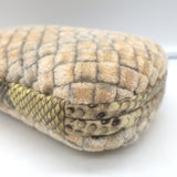 Bottega Veneta Box Knot Clutch Beige Intrecciato Velvet with Snakeskin Trim
