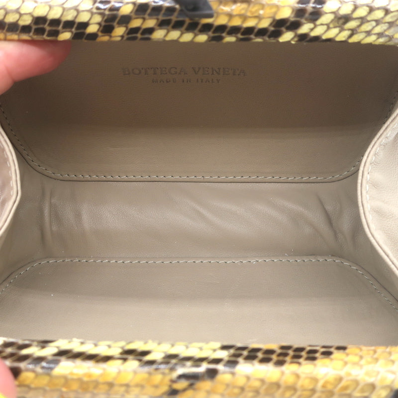 Bottega Veneta Box Knot Clutch Beige Intrecciato Velvet with Snakeskin Trim