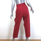 Brunello Cucinelli Elastic-Waist Cropped Tapered Pants Red Stretch Wool Size 42