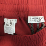 Brunello Cucinelli Elastic-Waist Cropped Tapered Pants Red Stretch Wool Size 42