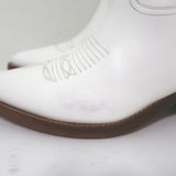 Partlow Abigail 55 Metallic-Embroidered Cowboy Boots White Leather Size 39
