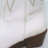 Partlow Abigail 55 Metallic-Embroidered Cowboy Boots White Leather Size 39