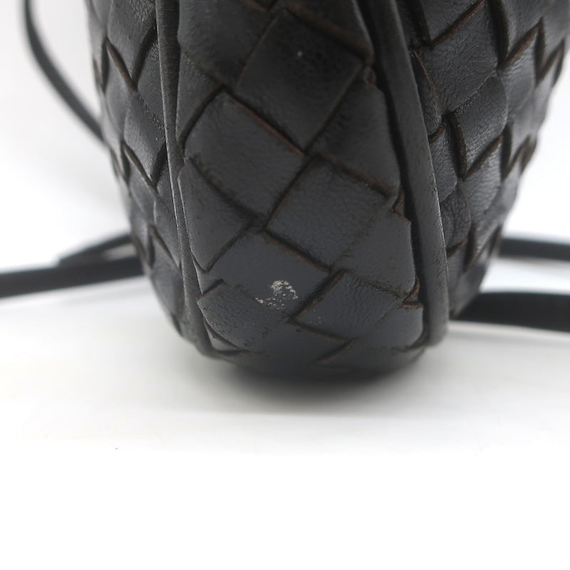 Vintage Bottega Veneta Intrecciato Tassel Mini Crossbody Bag Black Leather
