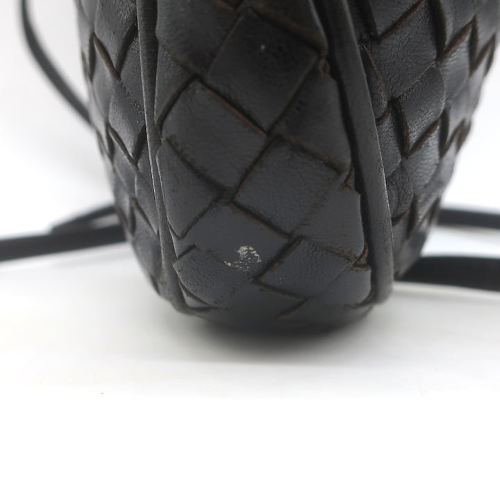 Vintage Bottega Veneta Intrecciato Tassel Mini Crossbody Bag Black Leather