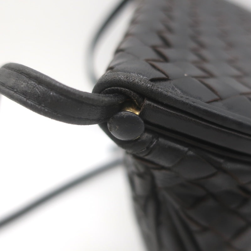 Vintage Bottega Veneta Intrecciato Tassel Mini Crossbody Bag Black Leather