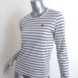 PLAY Comme des Garcons Small Heart Long Sleeve Tee Gray/White Stripe Size Small