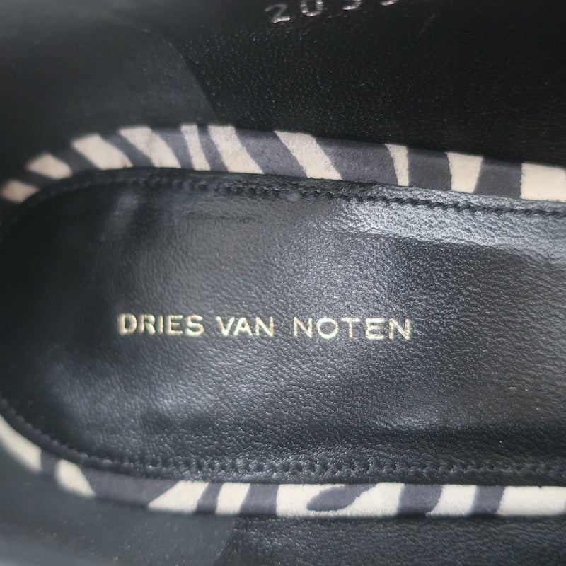 Dries Van Noten Jeweled Zebra Print Suede Pumps Size 39 Pointed Toe Heels