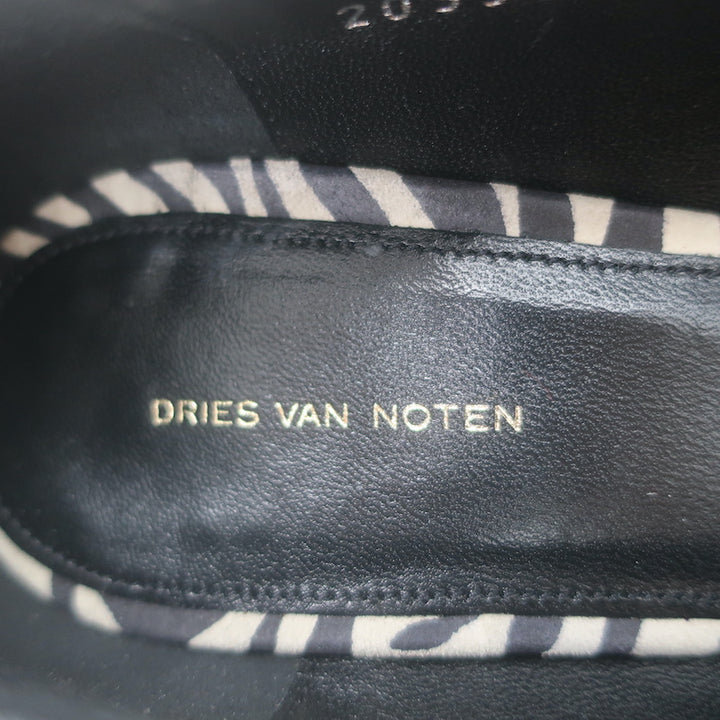 Dries Van Noten Jeweled Zebra Print Suede Pumps Size 39 Pointed Toe Heels