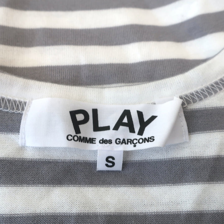PLAY Comme des Garcons Small Heart Long Sleeve Tee Gray/White Stripe Size Small