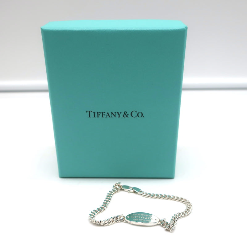 Tiffany &amp; Co. Return to Tiffany Oval I.D. Bracelet Sterling Silver Diamonds NEW