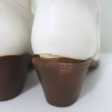 Partlow Abigail 55 Metallic-Embroidered Cowboy Boots White Leather Size 39