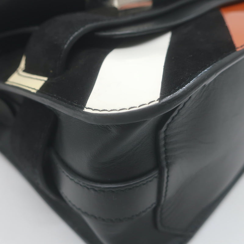 Proenza Schouler PS11 Mini Classic Striped Crossbody Bag Patent Leather &amp; Suede