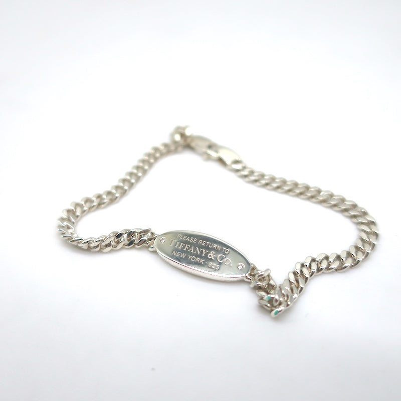 Tiffany &amp; Co. Return to Tiffany Oval I.D. Bracelet Sterling Silver Diamonds NEW