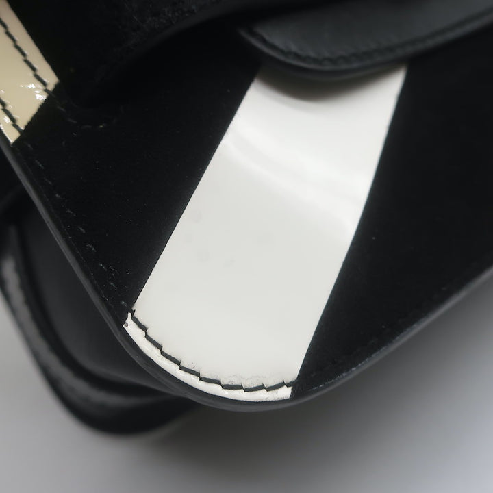 Proenza Schouler PS11 Mini Classic Striped Crossbody Bag Patent Leather &amp; Suede