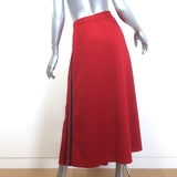 Gucci Side-Stripe Pleated Midi Skirt Red Technical Jersey Size Large