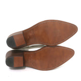 Partlow Abigail 55 Metallic-Embroidered Cowboy Boots White Leather Size 39