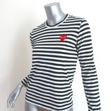 PLAY Comme des Garcons Heart Patch Long Sleeve Tee Black/White Stripe Size Small