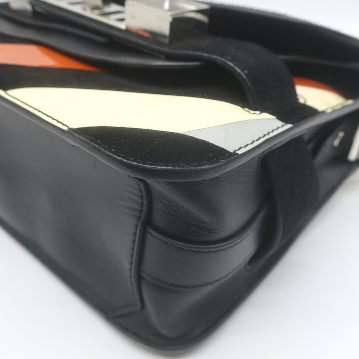 Proenza Schouler PS11 Mini Classic Striped Crossbody Bag Patent Leather &amp; Suede
