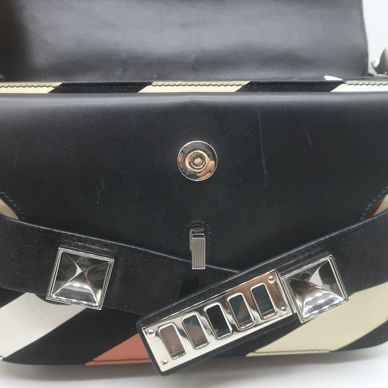 Proenza Schouler PS11 Mini Classic Striped Crossbody Bag Patent Leather &amp; Suede