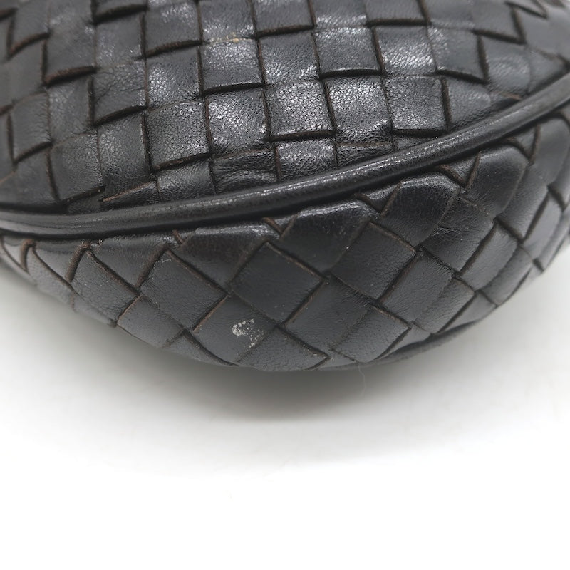 Vintage Bottega Veneta Intrecciato Tassel Mini Crossbody Bag Black Leather