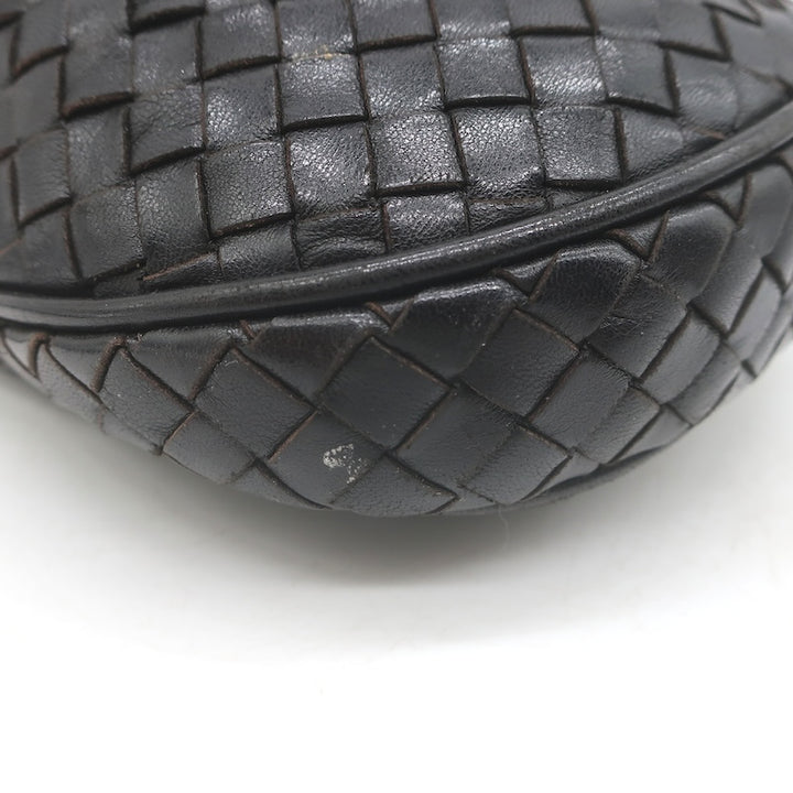 Vintage Bottega Veneta Intrecciato Tassel Mini Crossbody Bag Black Leather