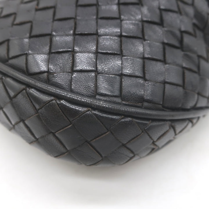 Vintage Bottega Veneta Intrecciato Tassel Mini Crossbody Bag Black Leather