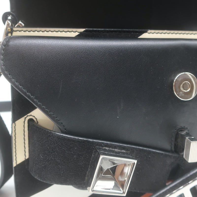 Proenza Schouler PS11 Mini Classic Striped Crossbody Bag Patent Leather &amp; Suede