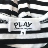 PLAY Comme des Garcons Heart Patch Long Sleeve Tee Black/White Stripe Size Small