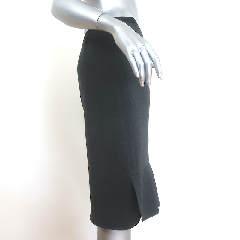 Marni Tulip Hem Skirt Gray Stretch Wool Size 40